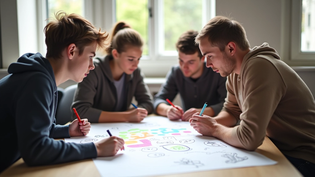 Noored loovad mängu põhikontseptsiooni käsitsi joonistades ja arutades ideid